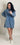 Blue Acid Wash Sweatshirt Dress with Pockets