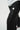 Close-up detail of YAHKARA black wide leg sweatpants featuring tonal embroidered logo and premium luxury athleisure fabric